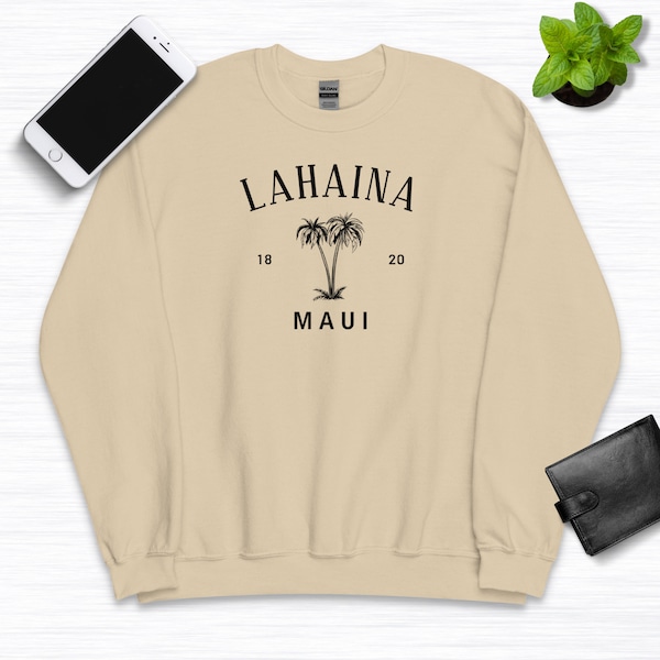 Lahaina Maui Sweatshirt, Aloha Hawaii Shirt, Preppy Aesthetic Crewneck, Hawaiian Palm Tree Sweater, Minimalist Travel Long Sleeve