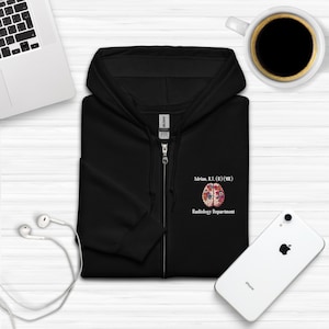 Boho Radiology Fleece Jacket, Custom X-Ray Tech Zip Hoodie, Radiologic Technologist Botanical Sweatshirt, X-Ray Technician Floral Sweater