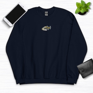 Embroidered Reef Triggerfish Sweatshirt, Humuhumunukunukuapuaʻa Hoodie, Hawaii State Fish Crewneck, Sea Life Sweater, Aquatic Long Sleeve