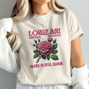 Lokelani Rose Shirt, Maui Flower Sweatshirt, Hawaiian Farmer&#39;s Market Crewneck, Plant Mom Sweater, Cottagecore Aesthetic Long Sleeve