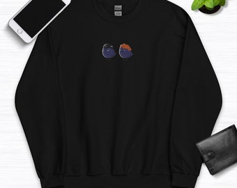 Embroidered Anime Crow Sweatshirt, Chibi Raven Hoodie, Volleyball Crewneck, Karasuno Mascot Pullover Sweater, Japanese Aesthetic Long Sleeve