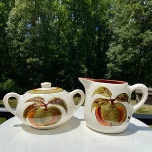 Stangl Pottery creamer and covered sugar bowl/Orchard Song Pattern/**Free Shipping**