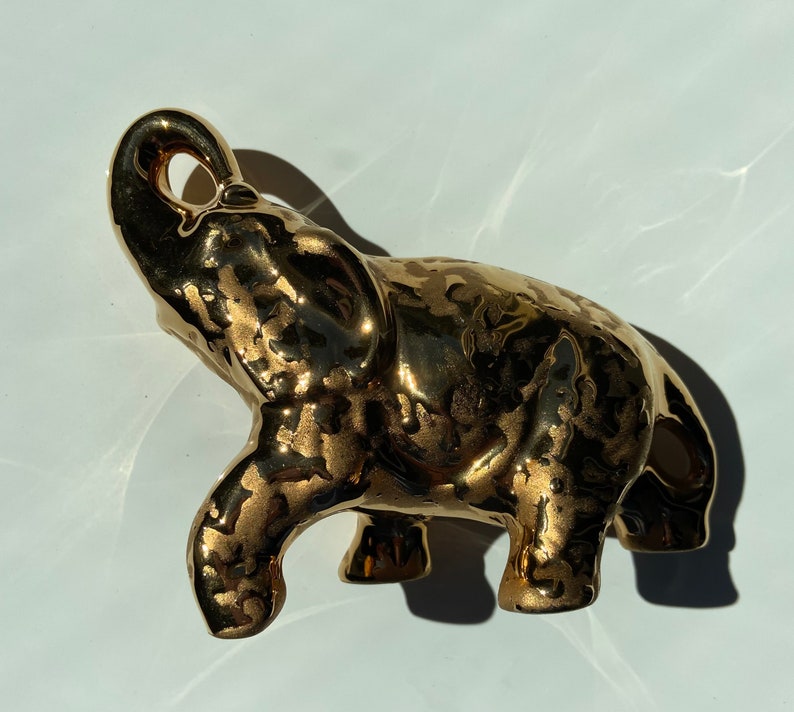 Sparkling Mid Century Weeping Gold Elephant Figurine/22k Gold Etsy