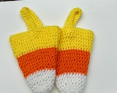 Crocheted (2) Candy Corn Treat Bags/Halloween
