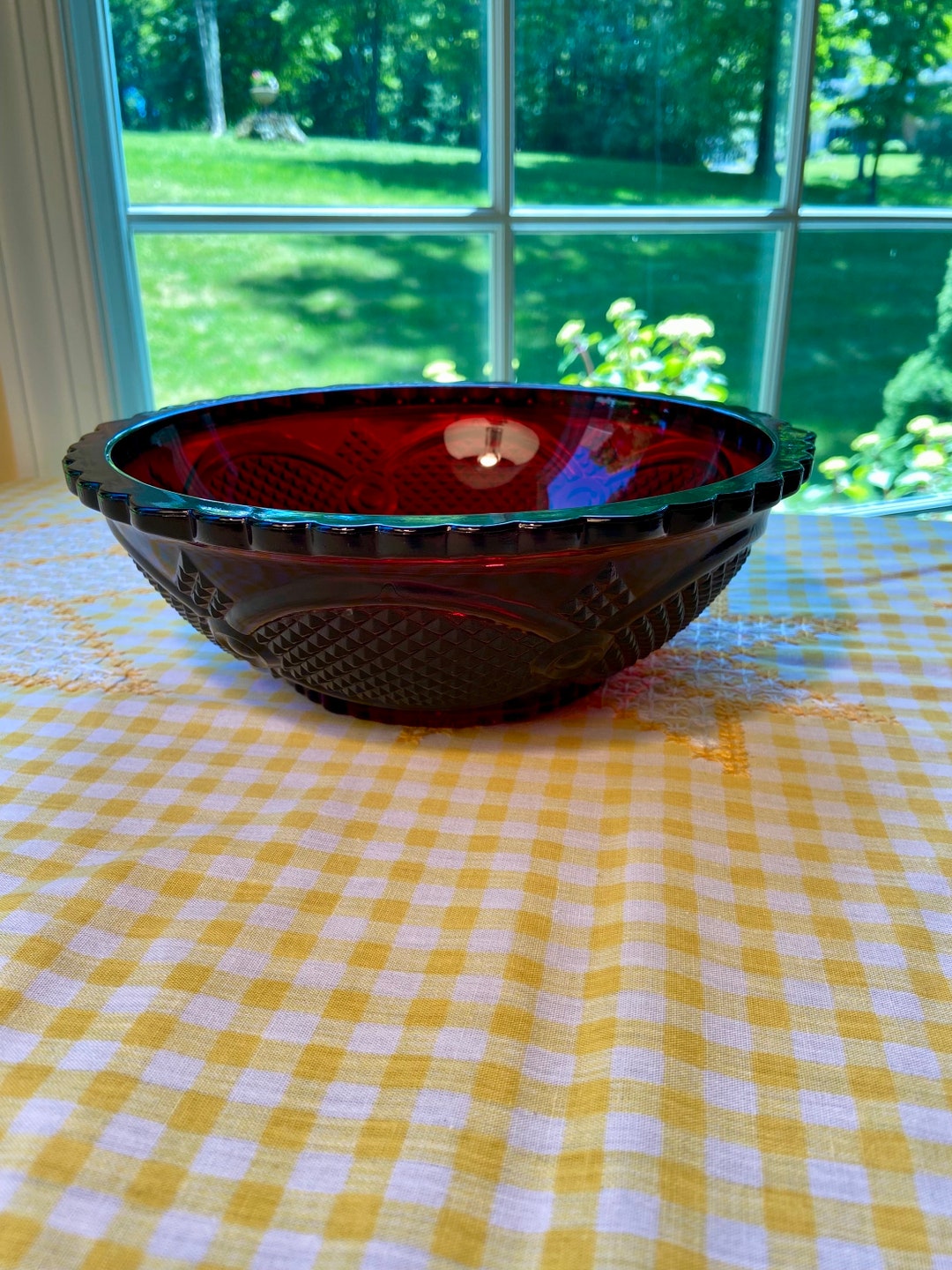 Vintage Avon Cape Cod Ruby Red Glass Serving Bowl (1970s) - Etsy