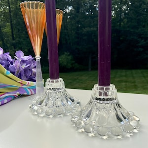 Anchor Hocking Boopie glass bubble vintage candlestick holders/Set of 2/**Free Shipping**