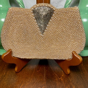 Bolso Charlet K&G vintage de los años 40 con cuentas, fabricado en Japón, con cremallera, para novias, envío gratuito.