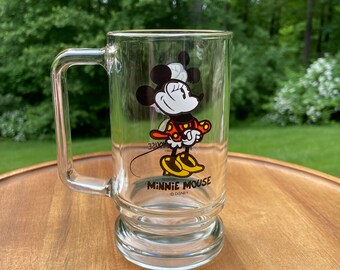 Vintage Minnie Mouse Glass Mug, Disney Memorabilia