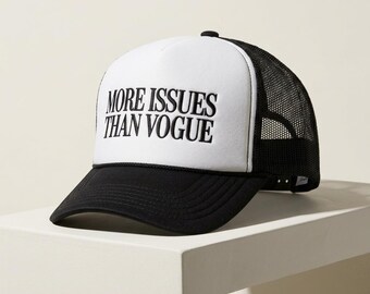 More Issues Than Vogue Black Trucker Hat | Editorial Statement Hat | Black Foam Trucker Hat | Women’s Fashion Hat