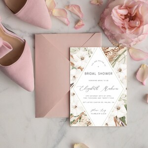 Boho Bridal Shower Invitation, Floral Bridal Shower Invitation, Spring Bridal Shower, Summer Bridal Shower | Template, Digital Download, 005