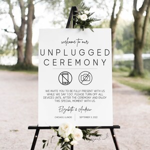 Hochzeit Unplugged Zeichen, Hochzeit Willkommensschild, Minimalistisches Unplugged Hochzeitsschild | Vorlage, Digital PNG Download, 001