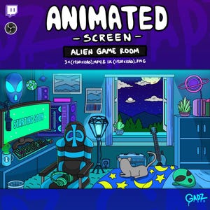 Pantalla animada de sala de juegos alienígena para Twitch y YouTube (descarga digital)
