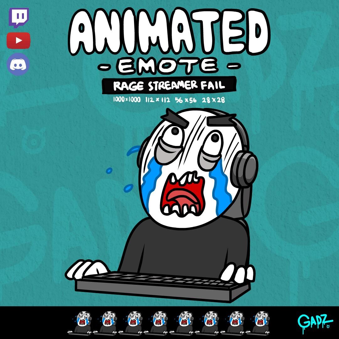 Animiertes Emote Rage Streamer Fail für Twitch, Discord, YouTube ...