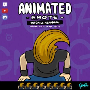 Animerad Emote Windmill Headbang Metal Head för Twitch, Discord, YouTube (digital nedladdning)