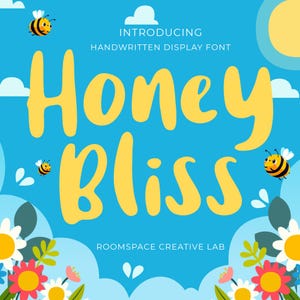 Fuente bohemia, fuente de marca, fuentes para Cricut, fuentes bohemias, fuentes Cricut, fuente infantil, póster, escritura a mano, fuente suave y gruesa - Honey Bliss
