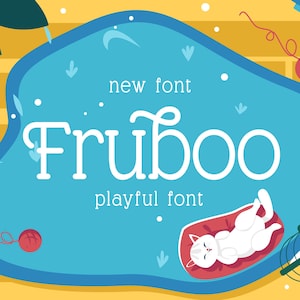Fun Chunky Playful Font, Schriftarten für Cricut, Boho Schriftarten, Canva, mutige, hüpfende Schriftart, wunderliche Schriftart, fröhliches Display, abgerundete Schriftart - Fruboo