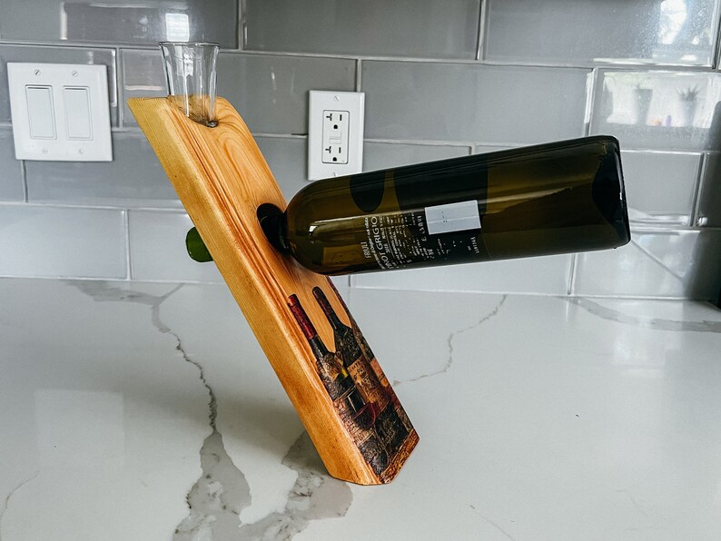 Floating Wine Bottle Holder Balancing Wine Bottle Display Etsy