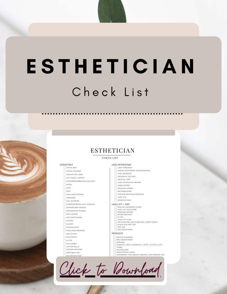 100 Editable Esthetician Check List Digital Download Etsy