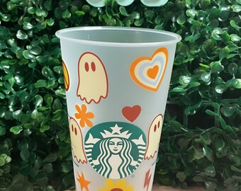 70s Retro Ghost Theme Reusable Starbucks  Cup