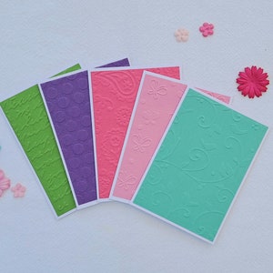 Pepermunt Puff-pakket! Handgemaakt wenskaartenpakket, set van 5 blanco kleine kaarten en enveloppen met reliëf, voor alle gelegenheden te gebruiken.