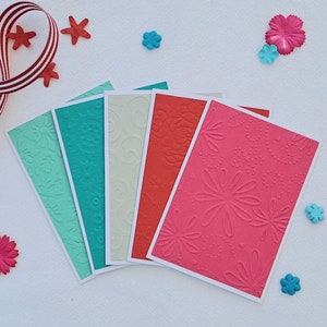 Raspberry Razzle-pakket! Handgemaakt wenskaartenpakket, set van 5 blanco kleine kaarten en enveloppen met reliëf, voor alle gelegenheden te gebruiken.