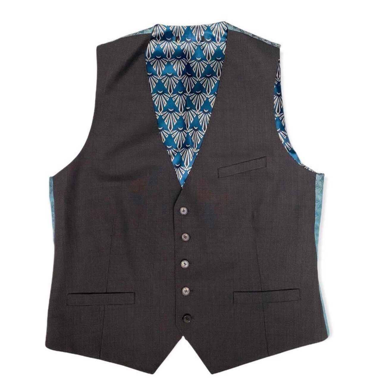 Ted Baker London Debonair Check Wool Waistcoat Vest in Gray Size