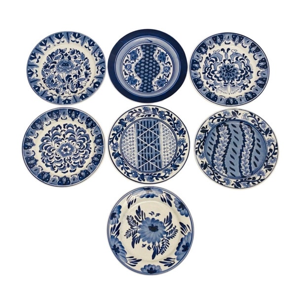 Neiman Marcus Lot Of 7 Blue & White Dessert Plates Vintage.