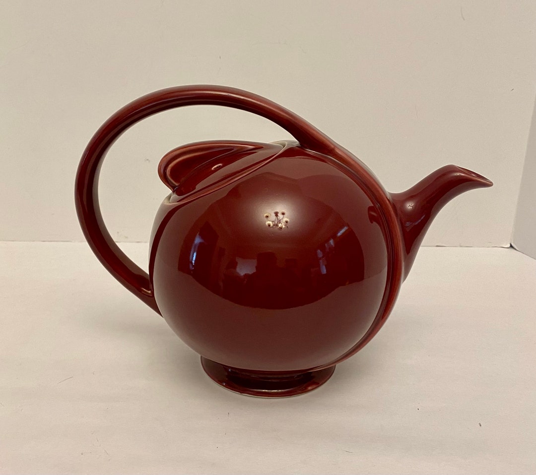 Vintage Hall USA Teapot Airflow 6 Cup Maroon Red Art Deco Etsy
