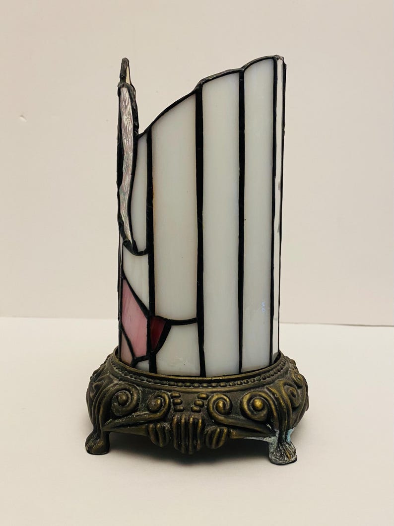 Vintage Stained Glass Angel Motif 8 Tall Lamp. Tested/working. Etsy