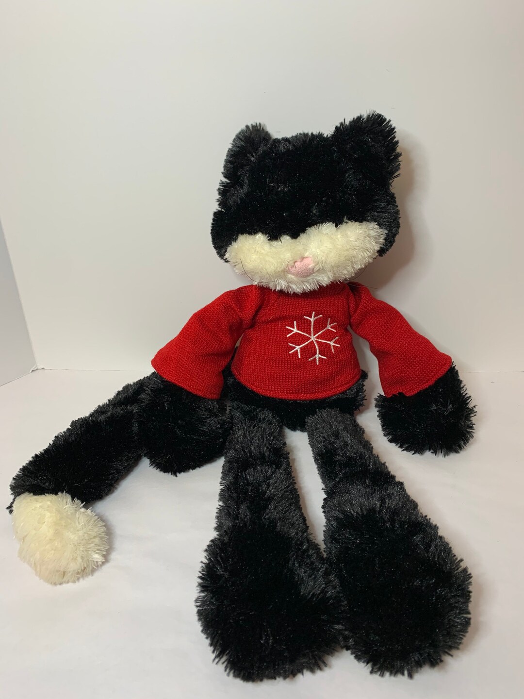 Jellycat Loopie Black White Tuxedo Kitty Cat Red Sweater Etsy