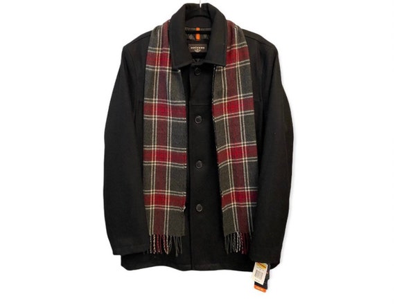 Dockers Mens Large Wool Blend Walking Coat With Scarf NEW Retail