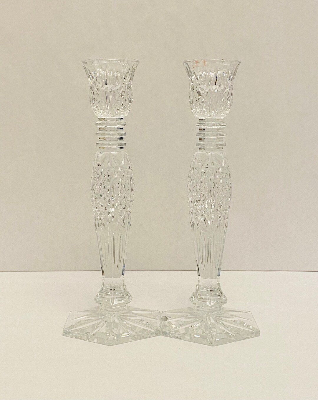 Vintage Waterford Crystal 10 Bethany Candlesticks Candle Holders Pair 2