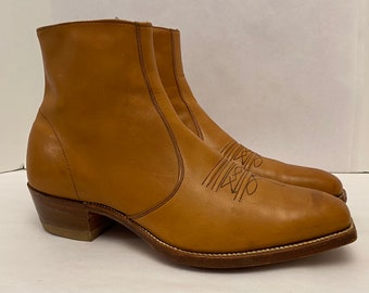 Vintage Hanover Men’s Western Leather Ankle Zip Boots Size 12 Vintage Boots.