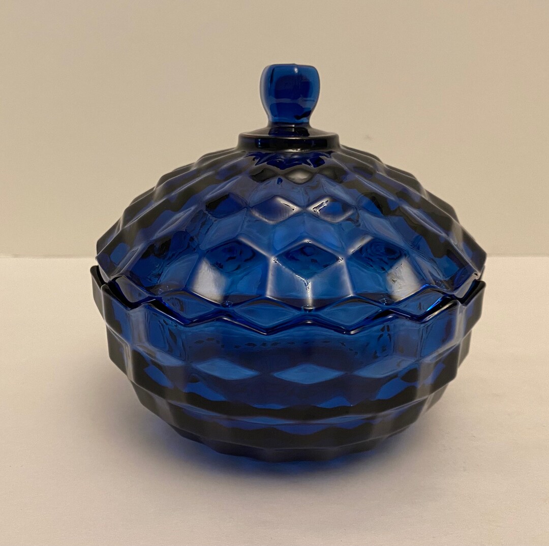 Vintage Indiana Glass Cobalt Blue Candy Dish Whitehall Etsy