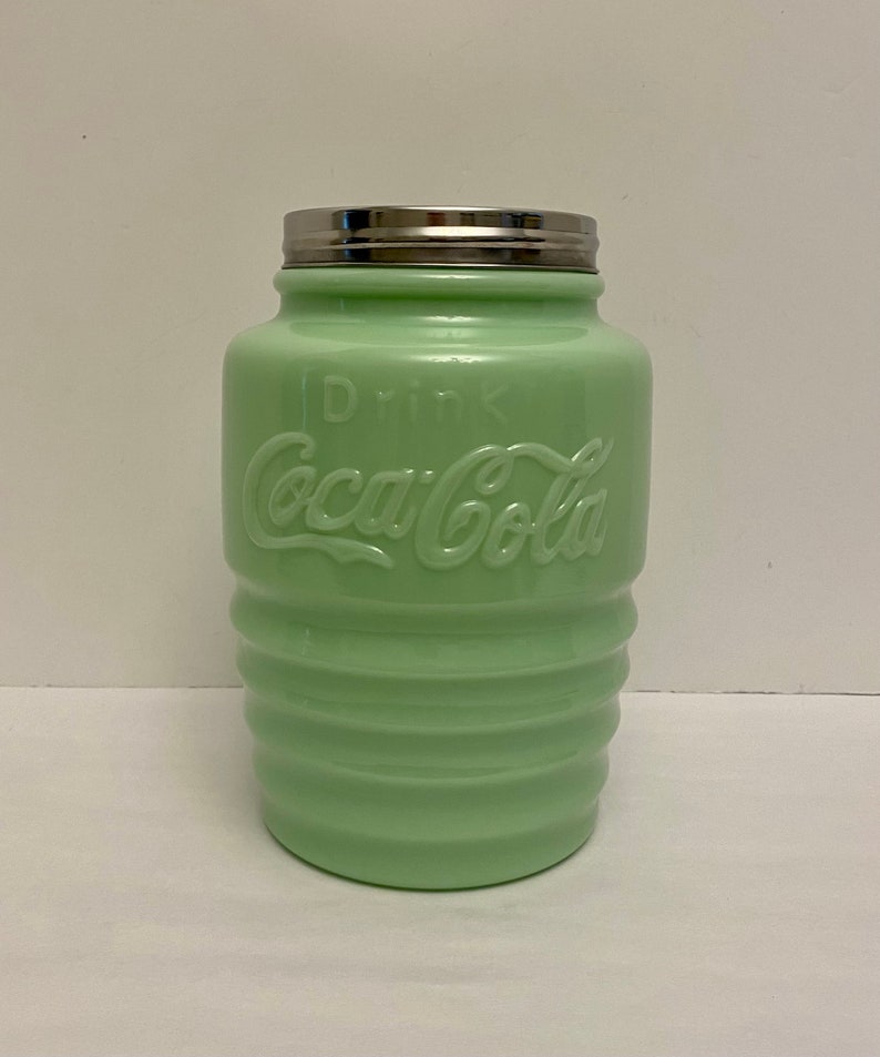 Coca Cola Jadeite Cookie Jar Retro Green Great Cocacola Etsy