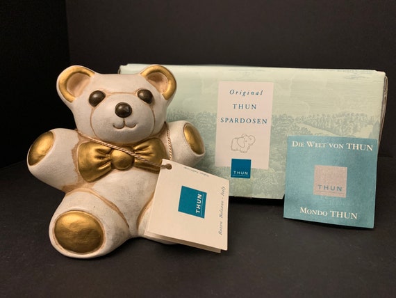Collectable THUN Ceramic Teddy Bear Bank With Box and Certificates RARE 