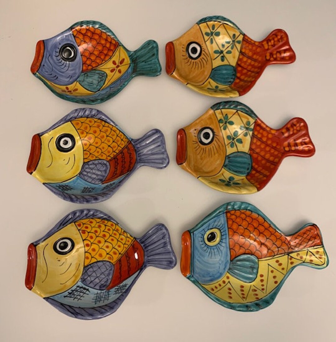Vintage Vietri Italy Hand Painted Fish Plate/wall Decor Etsy