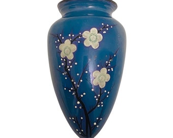 Vintage Blue Lusterware 7” Wall Pocket Vase Made in Japan.