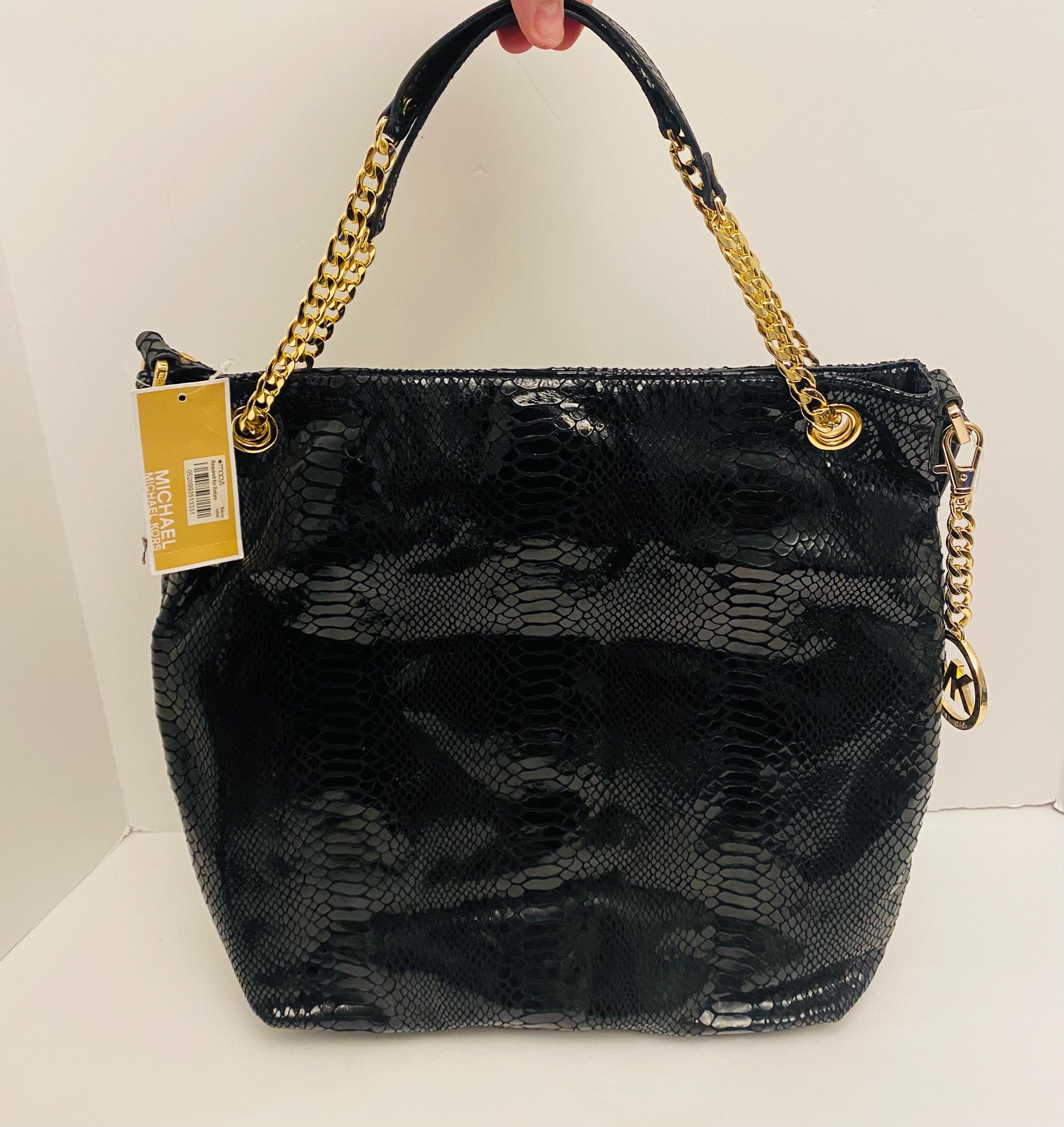 Buy Michael Kors Jet Set Large Chain Python Embossed Tote Black New With Tags. Online in India Etsy