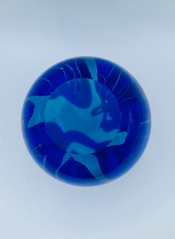 Vintage Cobalt Blue Swirl 5.5” Art Glass Perfume … - image 8