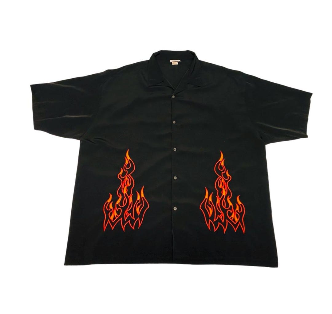 Rare Vintage 80s Saga Made in USA Button Mens Shirt Black 3XL 