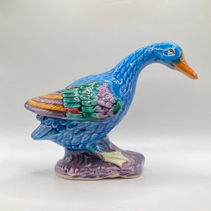 Vintage Tilso Japan Blue Ceramic 5.75” Duck.