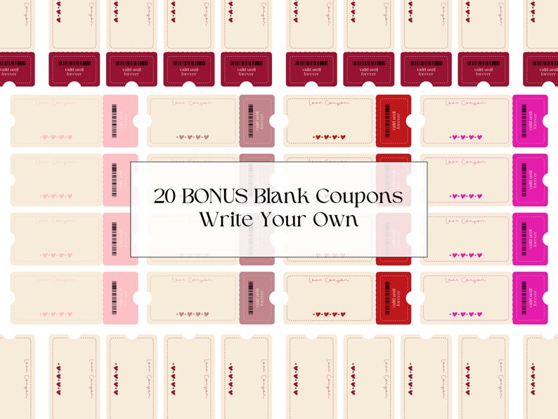 100 Printable Love Coupons Romantic Gift for Couples, Valentine's Day ...