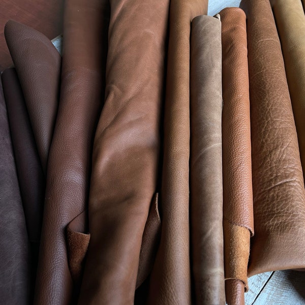 Brown Leather Scraps - Leather off cuts in different Textures and Tones
