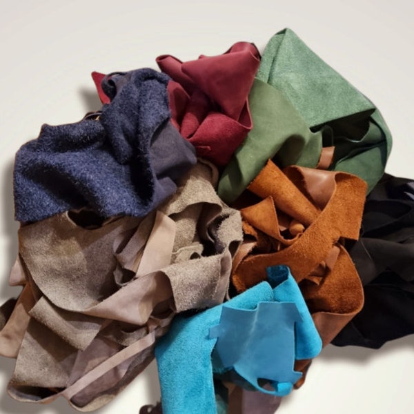 Leather SCRAPS for DIY Crafts and Projects, Colorful Assortment Cow hide Leather Leftovers .