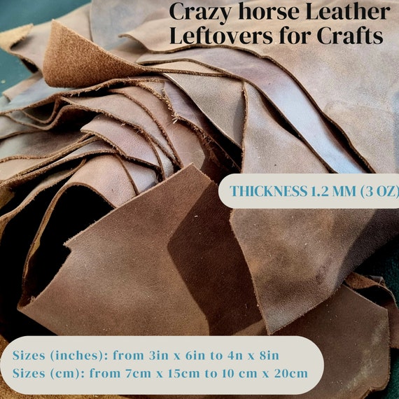 Leather Scraps Pieces for Crafting and Jewelry, Crazy Horse