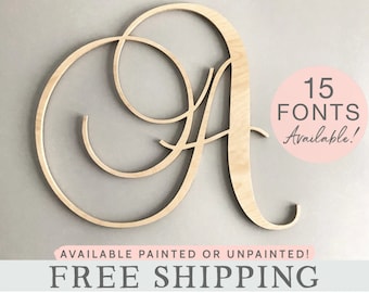 Custom Monogram Wooden Letter | Monogram for Nursery, Wreath, Living Room or Entryway Front Door Decor | Available Painted or Unpainted