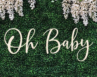 Baby Shower Backdrop Decor - Oh Baby Custom Name Sign - Wood Baby Shower Sign, Baby Shower Photo Booth Sign for Gender Reveal Party Decor