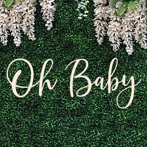 Baby Shower Backdrop Decor - Oh Baby Custom Name Sign - Wood Baby Shower Sign, Baby Shower Photo Booth Sign for Gender Reveal Party Decor