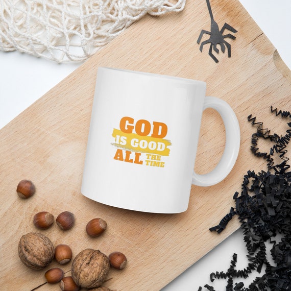 God is Good Design Print White glossy mug